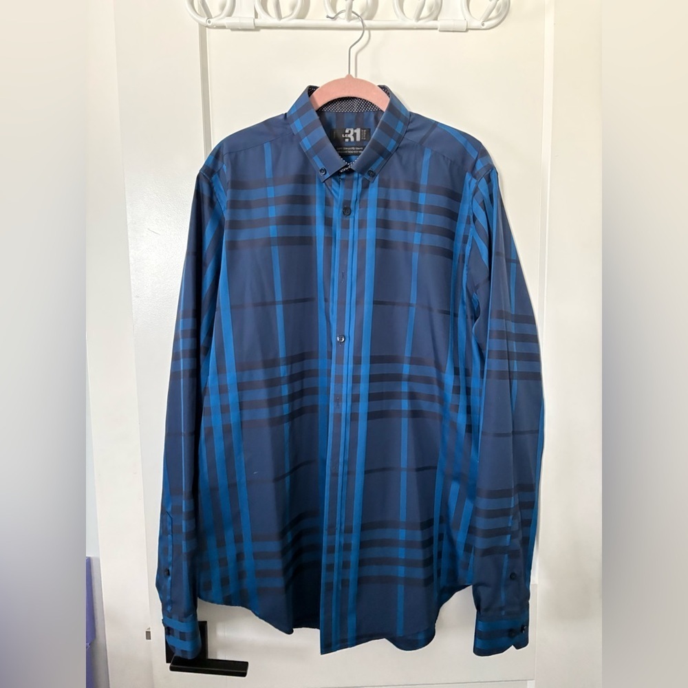 Simons Navy and Sky Blue Checkered Shirt